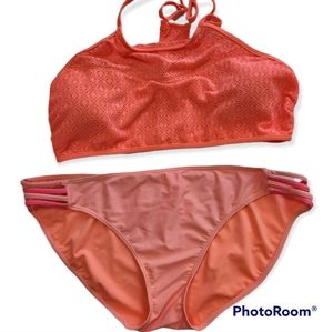 Catalina coral bikini top with bottoms size XL